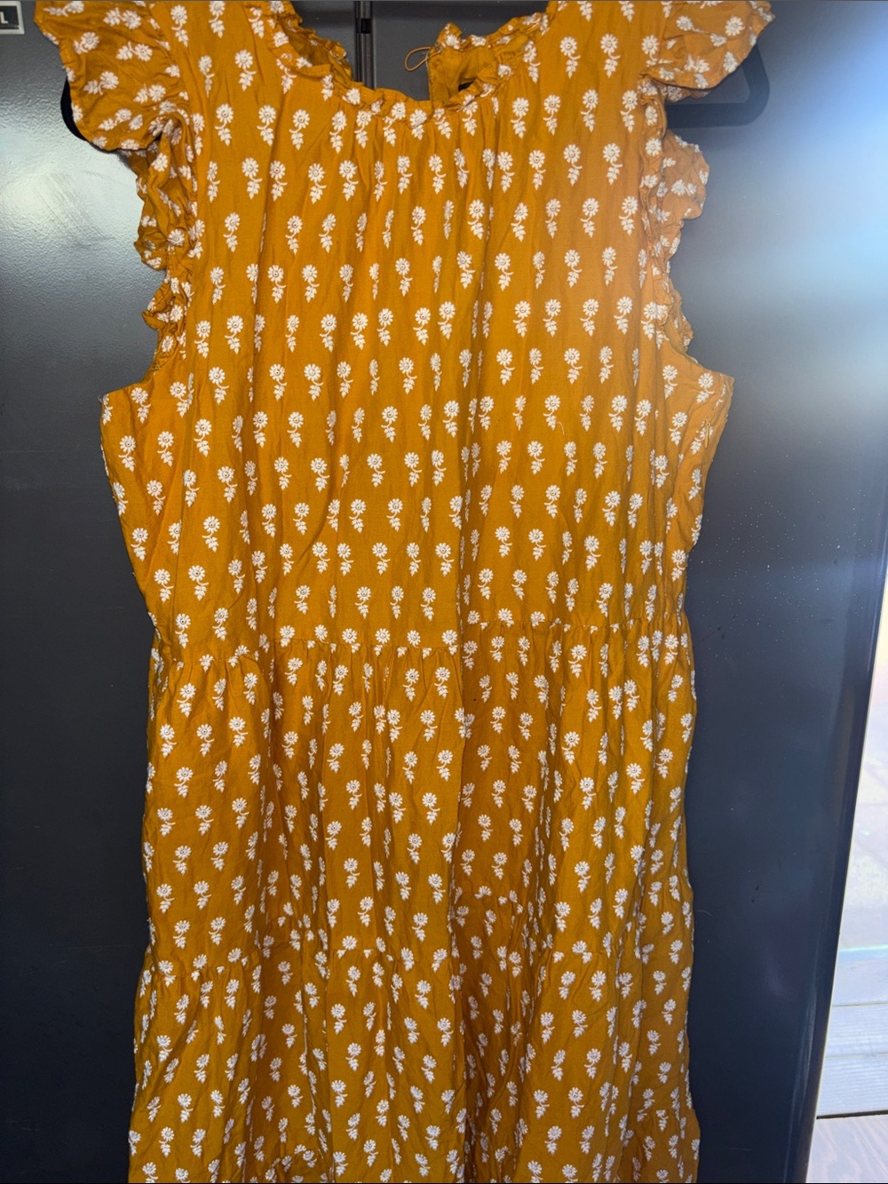 J Crew Mustard Yellow Floral Tiered Sundress